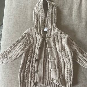 Boys Gymboree Tan button up sweater with hood